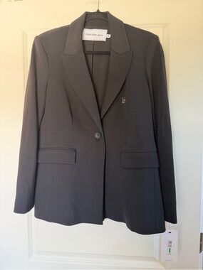 Calvin Klein Jeans Black Single-Button Notch Lapel Blazer